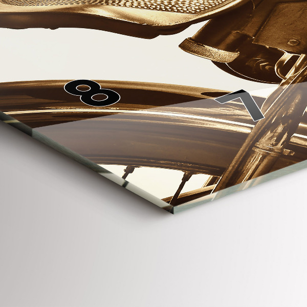 Horloge rectangulaire horizontale Moto vintage sépia