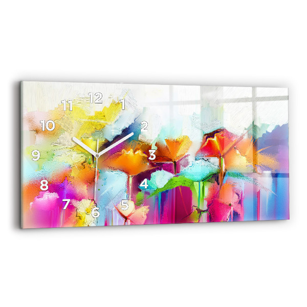 Horloge rectangulaire horizontale Fleurs abstraites