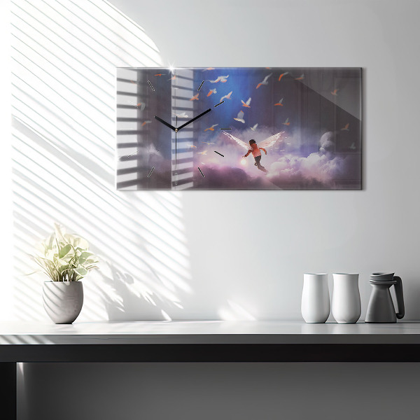 Horloge rectangulaire horizontale Garçon avec des ailes