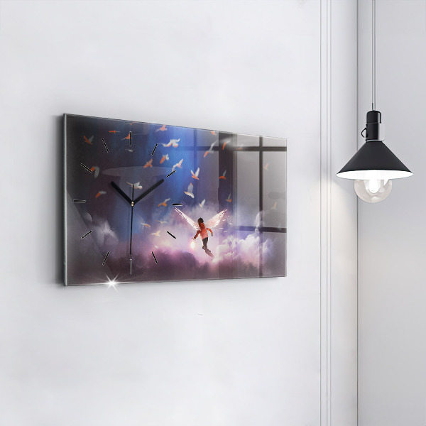 Horloge rectangulaire horizontale Garçon avec des ailes