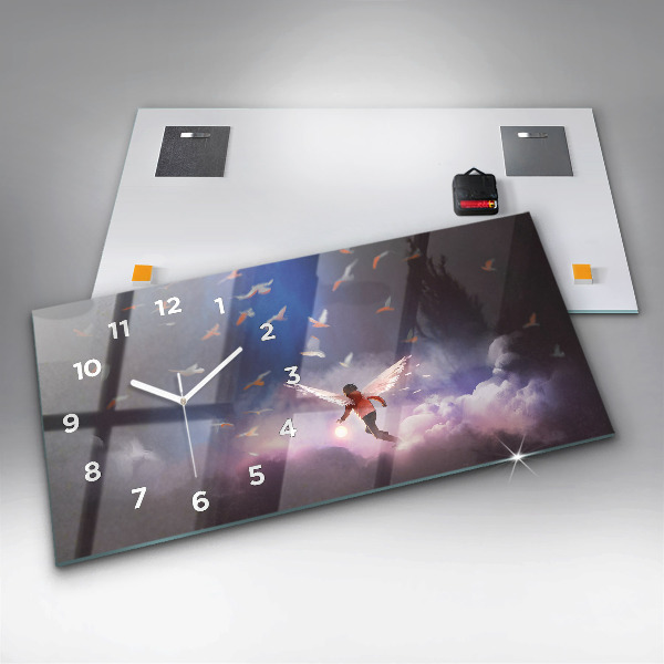 Horloge rectangulaire horizontale Garçon avec des ailes
