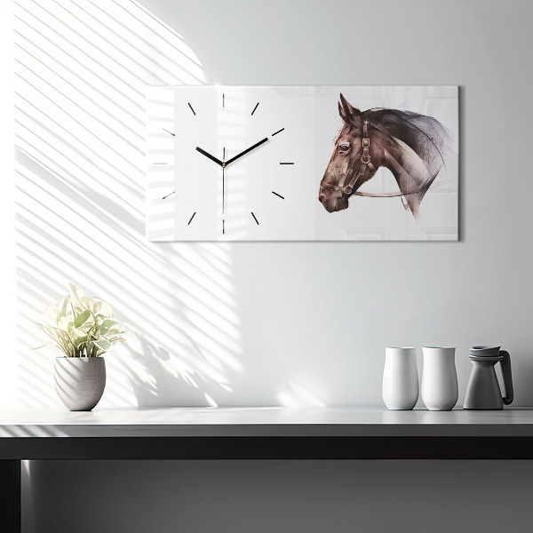 Horloge rectangulaire horizontale Profil de cheval peint