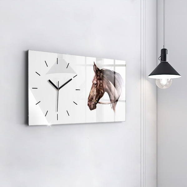 Horloge rectangulaire horizontale Profil de cheval peint