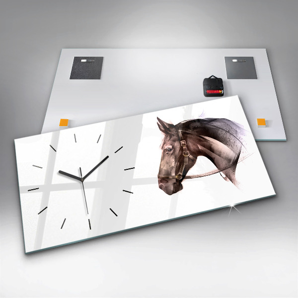 Horloge rectangulaire horizontale Profil de cheval peint