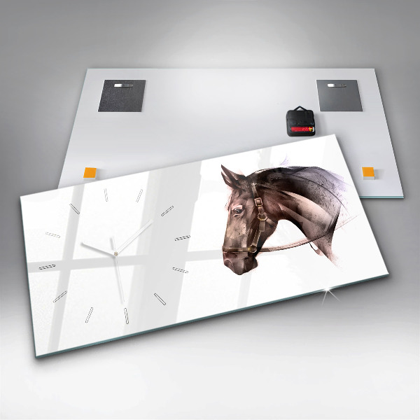 Horloge rectangulaire horizontale Profil de cheval peint
