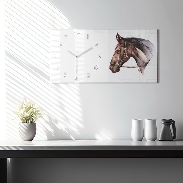 Horloge rectangulaire horizontale Profil de cheval peint
