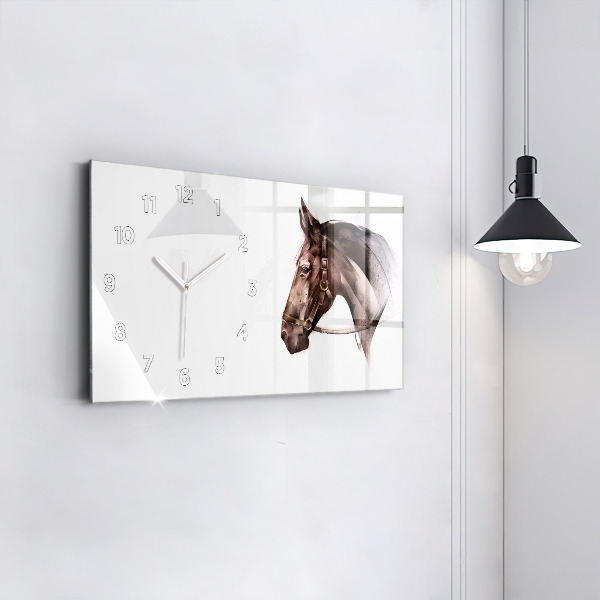 Horloge rectangulaire horizontale Profil de cheval peint