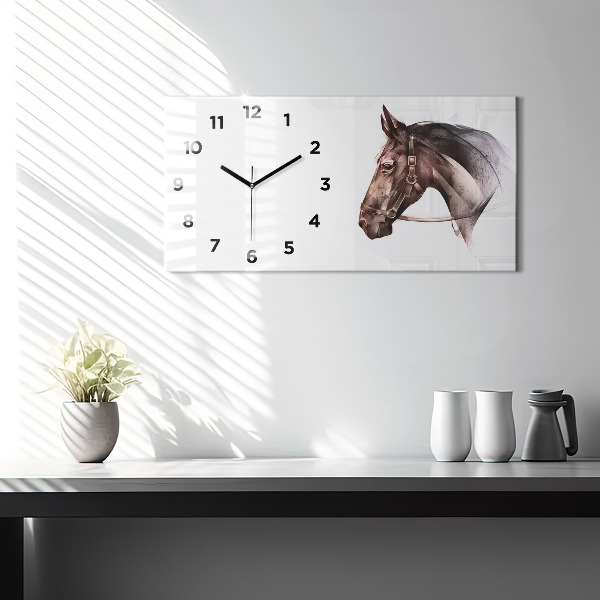 Horloge rectangulaire horizontale Profil de cheval peint