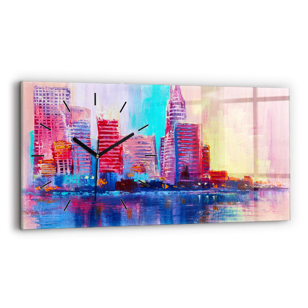 Horloge rectangulaire horizontale Abstraction de gratte-ciel