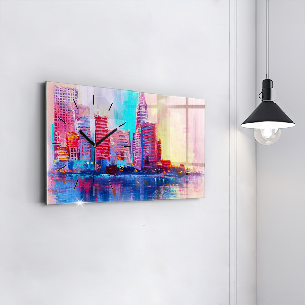 Horloge rectangulaire horizontale Abstraction de gratte-ciel