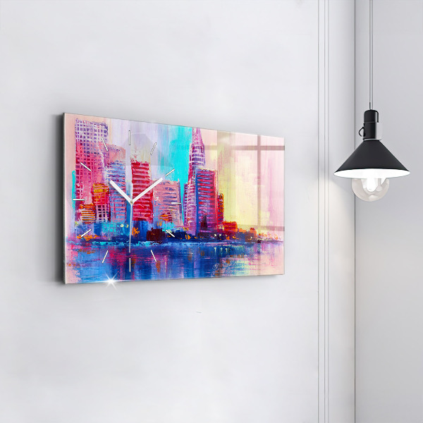 Horloge rectangulaire horizontale Abstraction de gratte-ciel