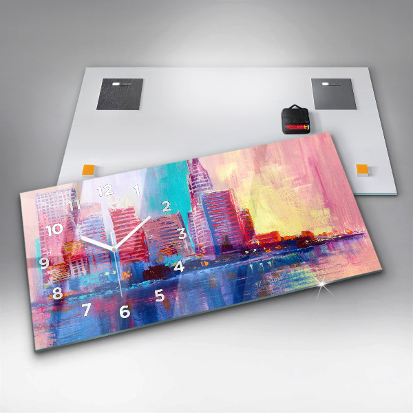 Horloge rectangulaire horizontale Abstraction de gratte-ciel