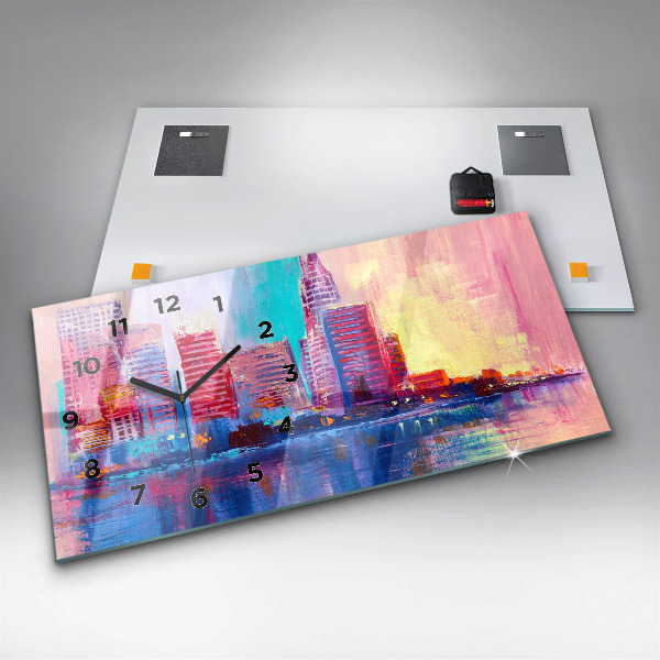 Horloge rectangulaire horizontale Abstraction de gratte-ciel