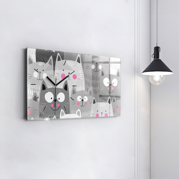 Horloge murale horizontale Motif avec des chats
