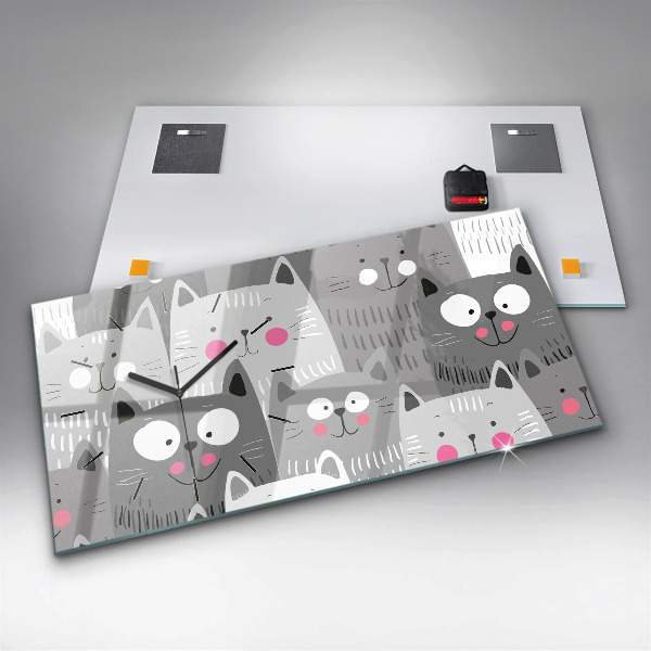 Horloge murale horizontale Motif avec des chats