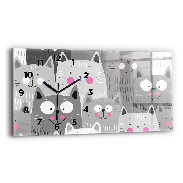 Horloge murale horizontale Motif avec des chats