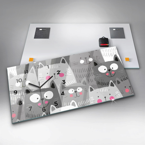 Horloge murale horizontale Motif avec des chats