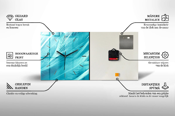 Horloge rectangulaire horizontale Des cygnes dans le cœur