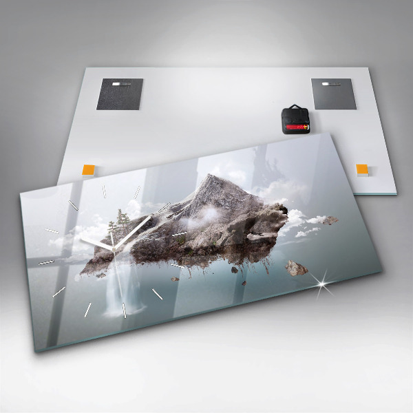 Horloge rectangulaire horizontale 'Cascade de l''île volante'