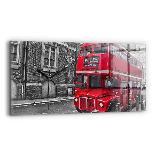 Horloge rectangulaire horizontale Bus rouge à impériale