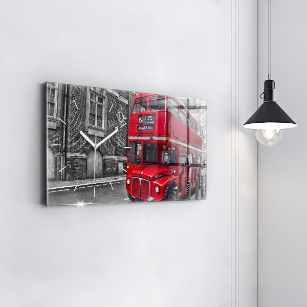 Horloge rectangulaire horizontale Bus rouge à impériale