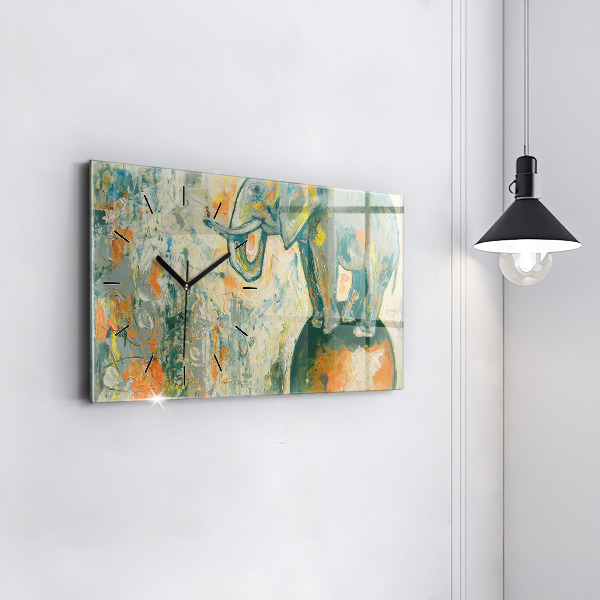 Horloge rectangulaire horizontale 'Posture de l''éléphant peint'