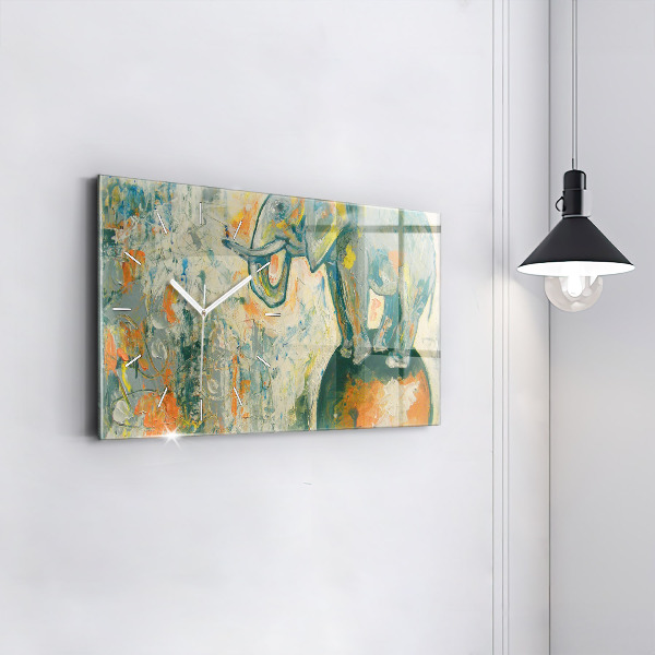 Horloge rectangulaire horizontale 'Posture de l''éléphant peint'