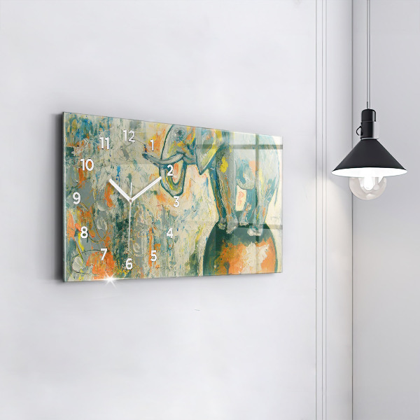 Horloge rectangulaire horizontale 'Posture de l''éléphant peint'