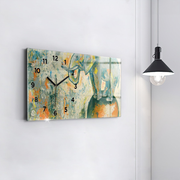 Horloge rectangulaire horizontale 'Posture de l''éléphant peint'