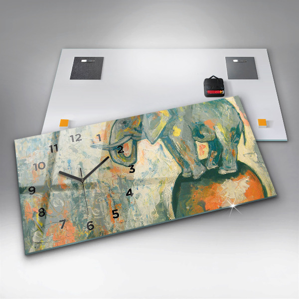 Horloge rectangulaire horizontale 'Posture de l''éléphant peint'