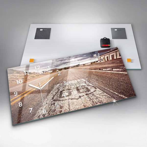 Horloge rectangulaire horizontale Route 66 États-Unis