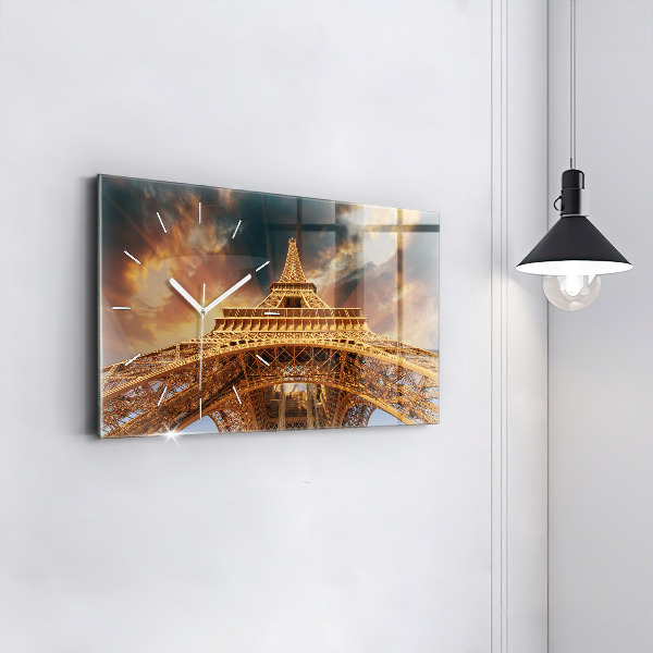 Horloge rectangulaire horizontale La Tour Eiffel au soleil