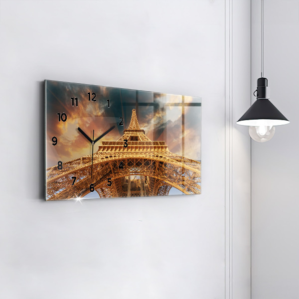 Horloge rectangulaire horizontale La Tour Eiffel au soleil