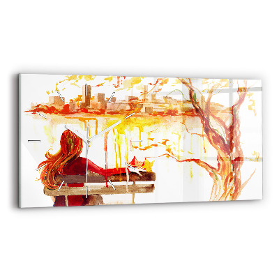 Horloge rectangulaire horizontale 'Paysage d''automne'