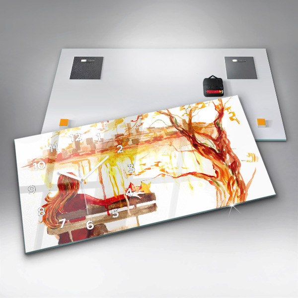 Horloge rectangulaire horizontale 'Paysage d''automne'