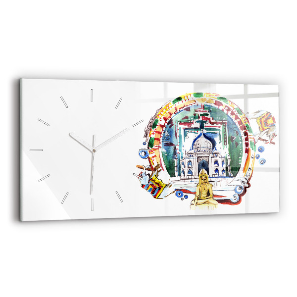 Horloge rectangulaire horizontale Peinture de Bouddha dans le temple
