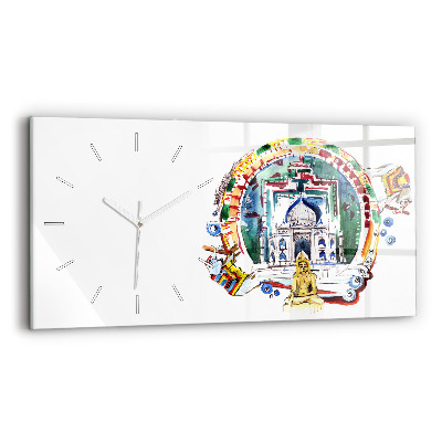 Horloge rectangulaire horizontale Peinture de Bouddha dans le temple