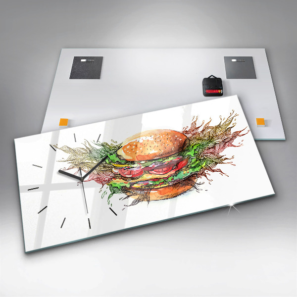 Horloge rectangulaire horizontale Cheeseburger XXL