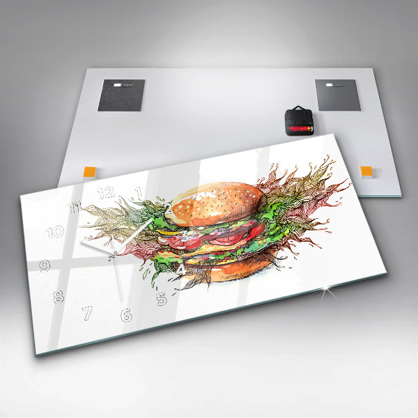 Horloge rectangulaire horizontale Cheeseburger XXL