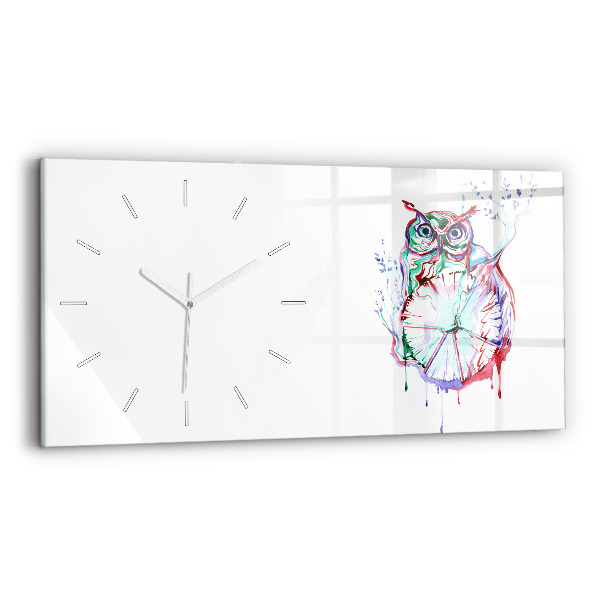 Horloge rectangulaire horizontale 'Illustration du hibou et de l''horloge'
