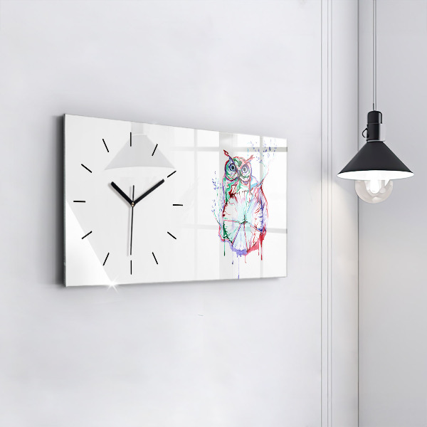 Horloge rectangulaire horizontale 'Illustration du hibou et de l''horloge'