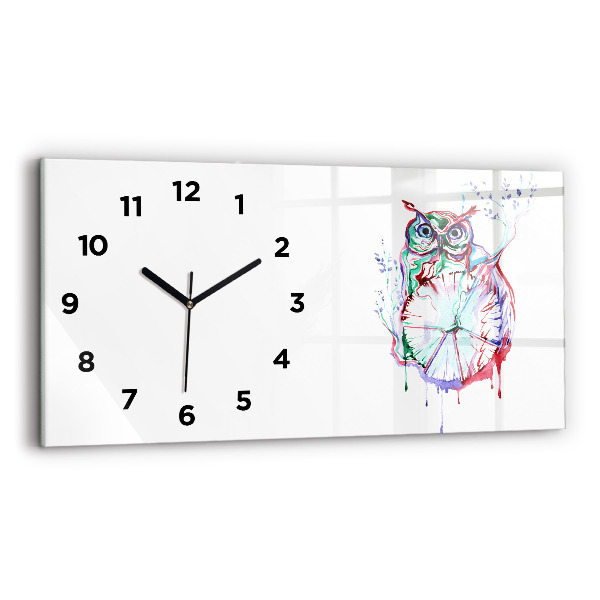 Horloge rectangulaire horizontale 'Illustration du hibou et de l''horloge'