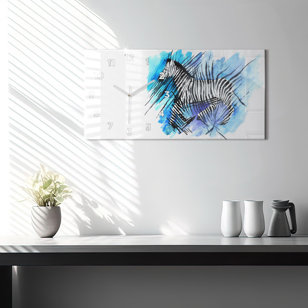 Horloge rectangulaire horizontale Zèbre peint