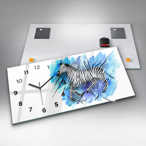 Horloge rectangulaire horizontale Zèbre peint