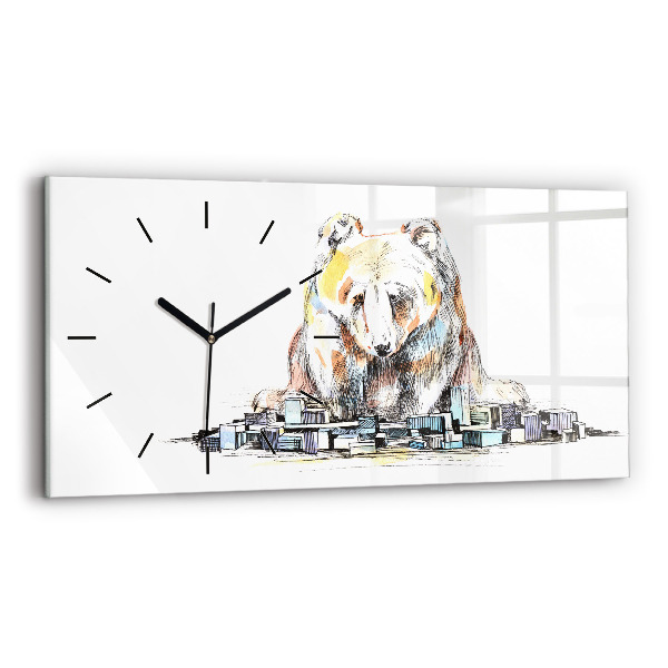 Horloge rectangulaire horizontale Ours abstrait