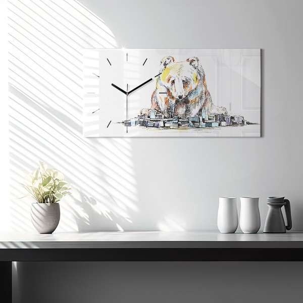 Horloge rectangulaire horizontale Ours abstrait