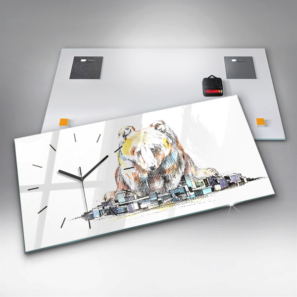 Horloge rectangulaire horizontale Ours abstrait