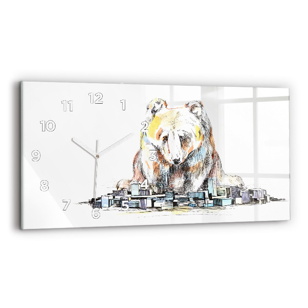 Horloge rectangulaire horizontale Ours abstrait