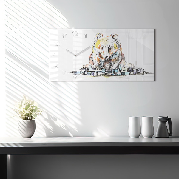 Horloge rectangulaire horizontale Ours abstrait