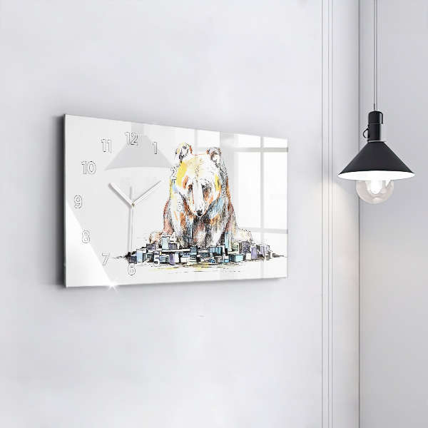 Horloge rectangulaire horizontale Ours abstrait